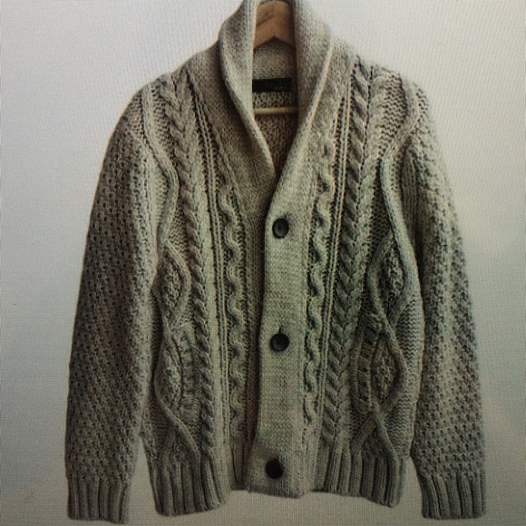 Men's Cable Knit Cardigan Sweater - Cream - Picture 1 of 3
